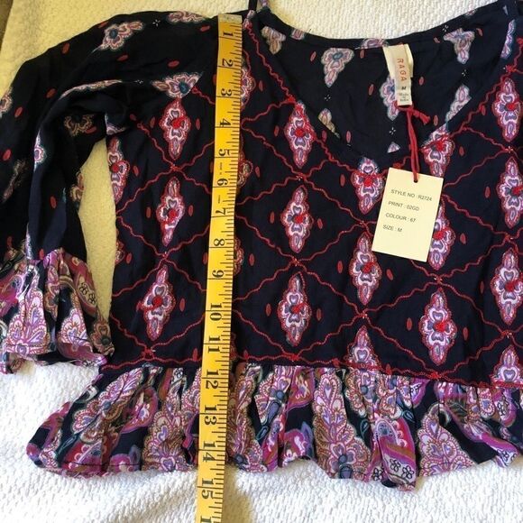 RAGA Alice Cropped Ruffle Cold Shoulder Top.Size M - Picture 4 of 12